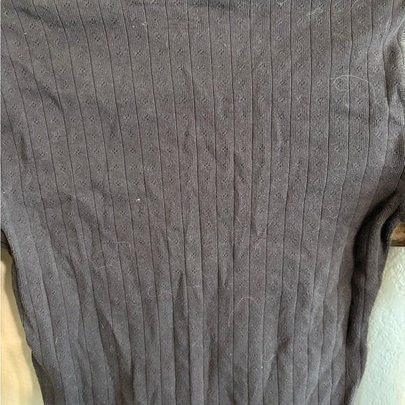 American Eagle Pointelle Black Mock Neck Long Sleeve - Picture 4 of 4